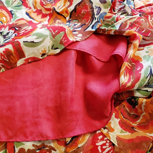 VINTAGE FLORAL RUFFLED CHIFFON SKIRT long - Picture 9 of 11